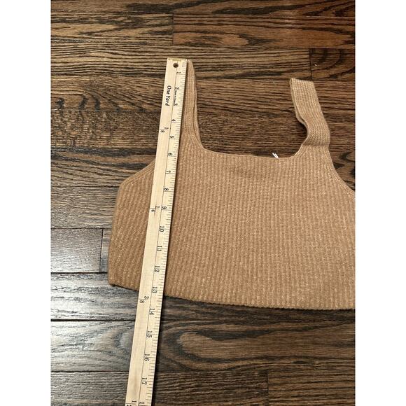 Everlane Womens S The Cozy Stretch Tank Cropped Wool Blend Fuzzy Knit Camel NWT - Picture 8 of 8
